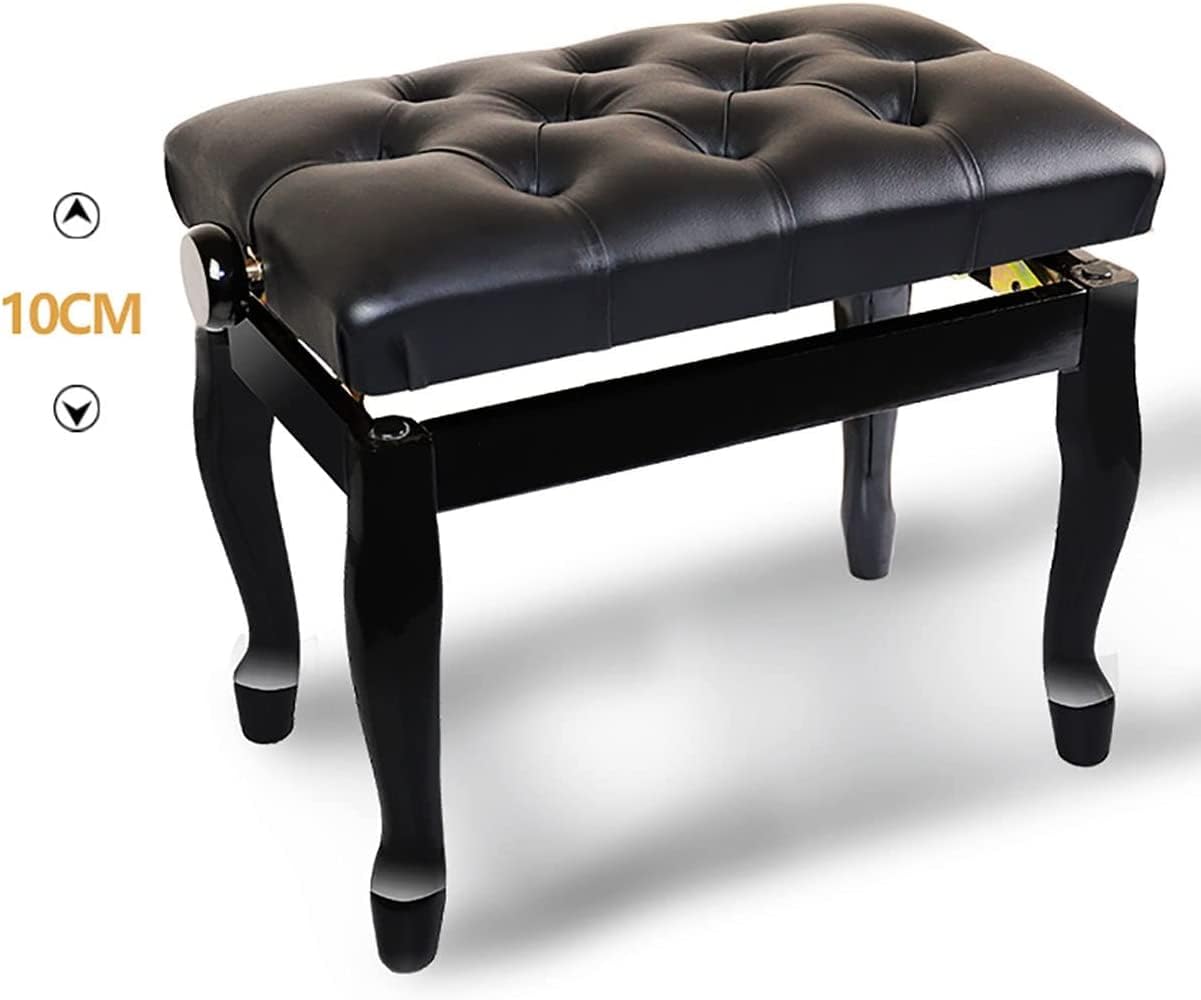 Taburete de Piano para Banquete Familiar, tocador, taburetes para Teclado Individual, Banco Duradero de Altura Ajustable con Estructura de Madera Maciza, 56 x 36 47-57 cm, Patas Curvas.