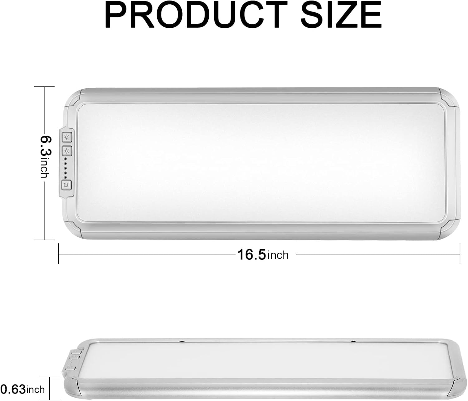 Miady RV LED Interior Light 1500 Lumen 16.5" x 6.3", Thin 12 Volt Ceiling Lights with 5 Levels of Dimming and 3 Color Temperature 3500-6500K Switches, for Car/Trailer/Camper/Boat, Pack of 2 (Silver)