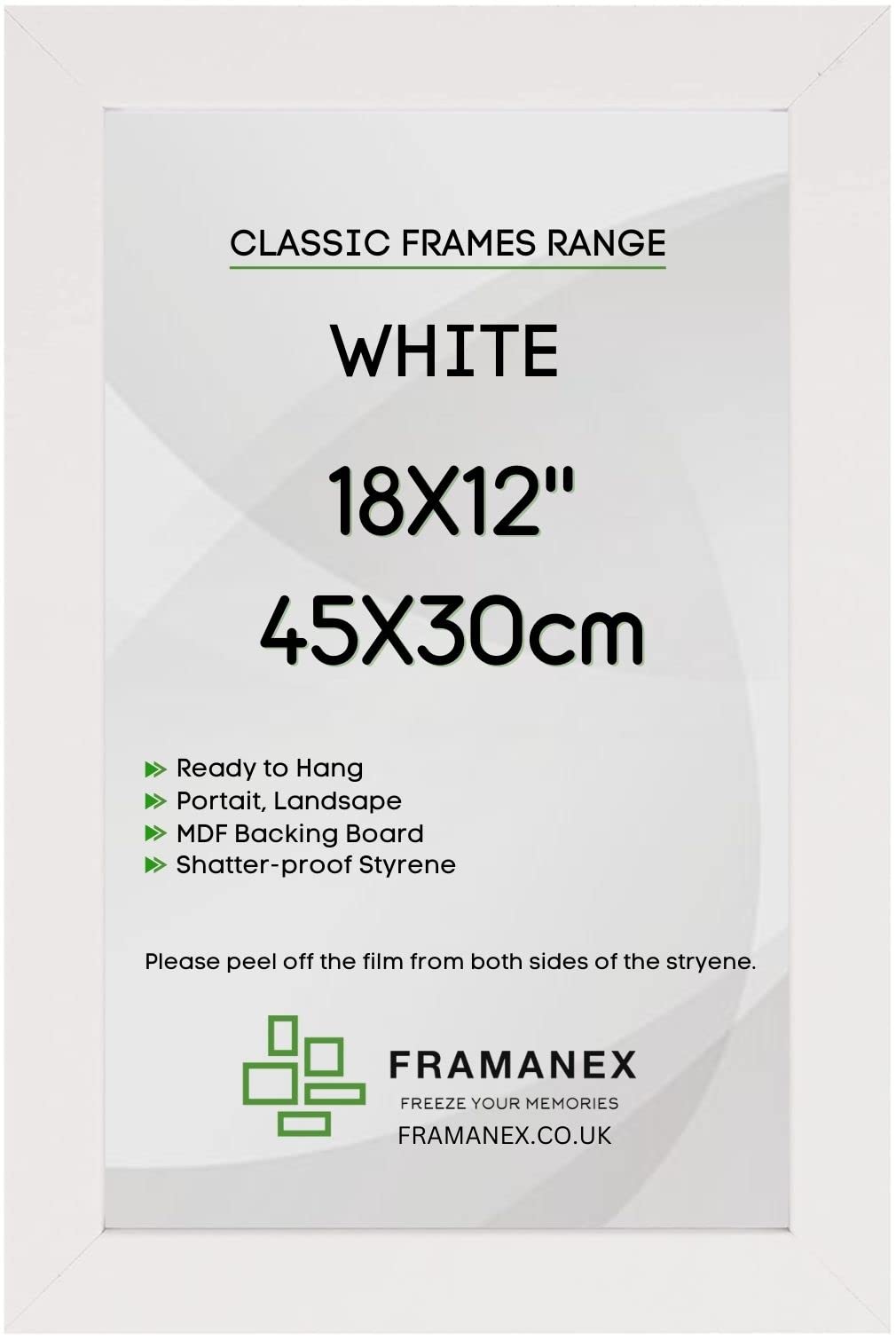 FRAMANEX Modern White Colour 18X12 Picture Photo Poster Frames | 12X18 Inch Rectangle Picture Frame | Wood Finish Photo Frame