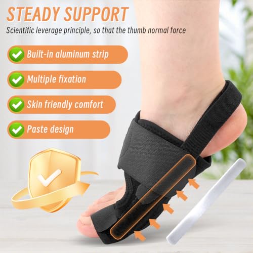 4pcs Bunion Corrector Unisex,Bunion Protector Sleeves -Adjustable Elastic Belt, Straightener,Support Foot Care Bunion Corrector (Black and Sebs)