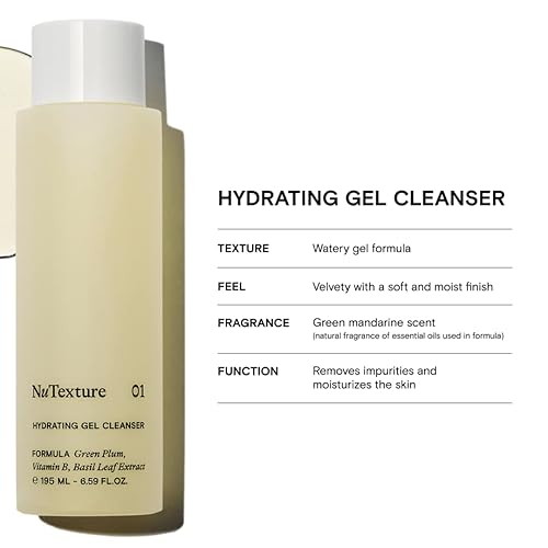 Miniatura 3 de Limpiador de gel hidratante, limpiador facial diario con ciruela verde, vitamina B y extracto de hoja de albahaca para pieles sensibles, lavado