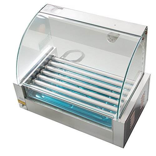 Commercial Hotdog Roller Machine, Electric Sausage Grill Cooker 18 Hot Dog Machine 7 Roller Cooker