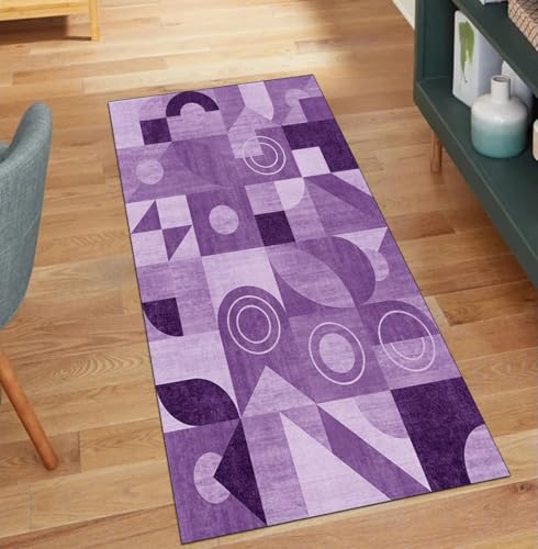 Alfombra pasillo antideslizante morada 60x280 cm transitable lavable para decoración 2