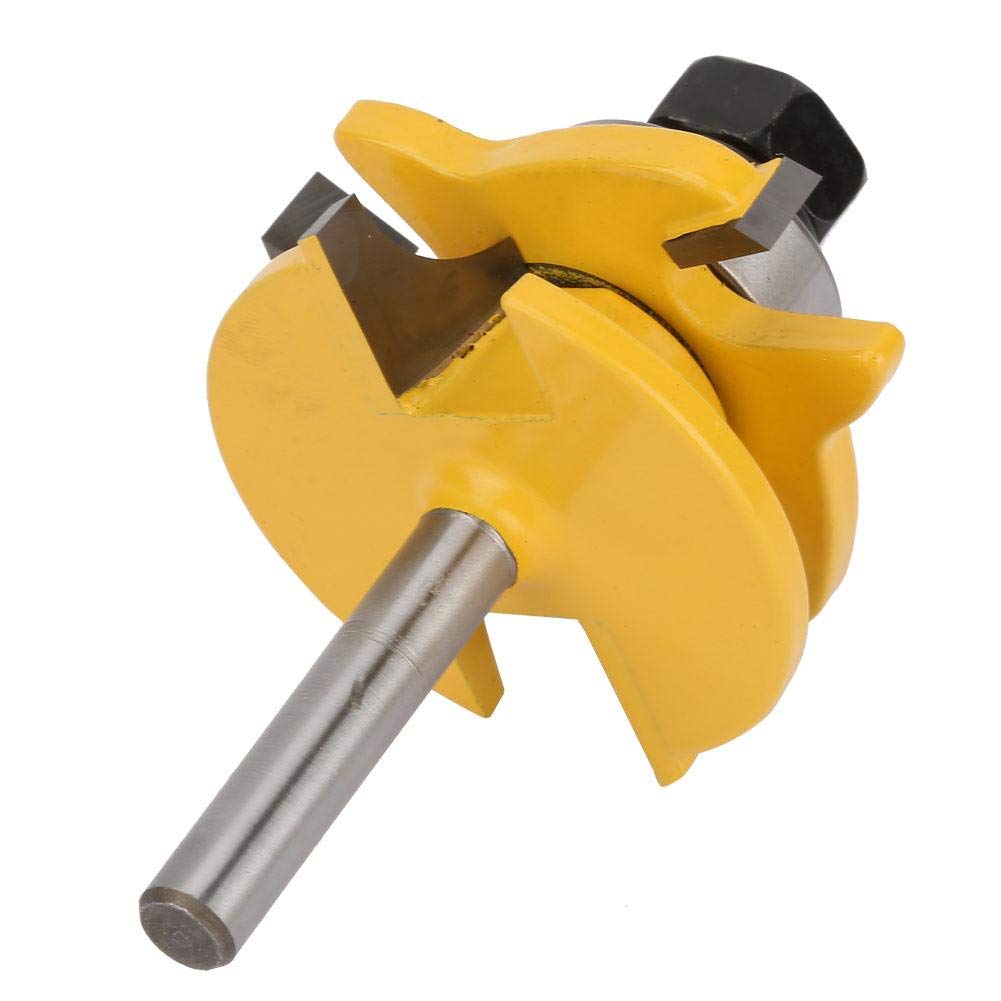 Set di 3 punte per fresa con gambo da 1/4", telaio per la lavorazione del legno, porta in vetro, guida reversibile e stile + punta per fresa per pannello rialzato, in carburo cementato, per legno