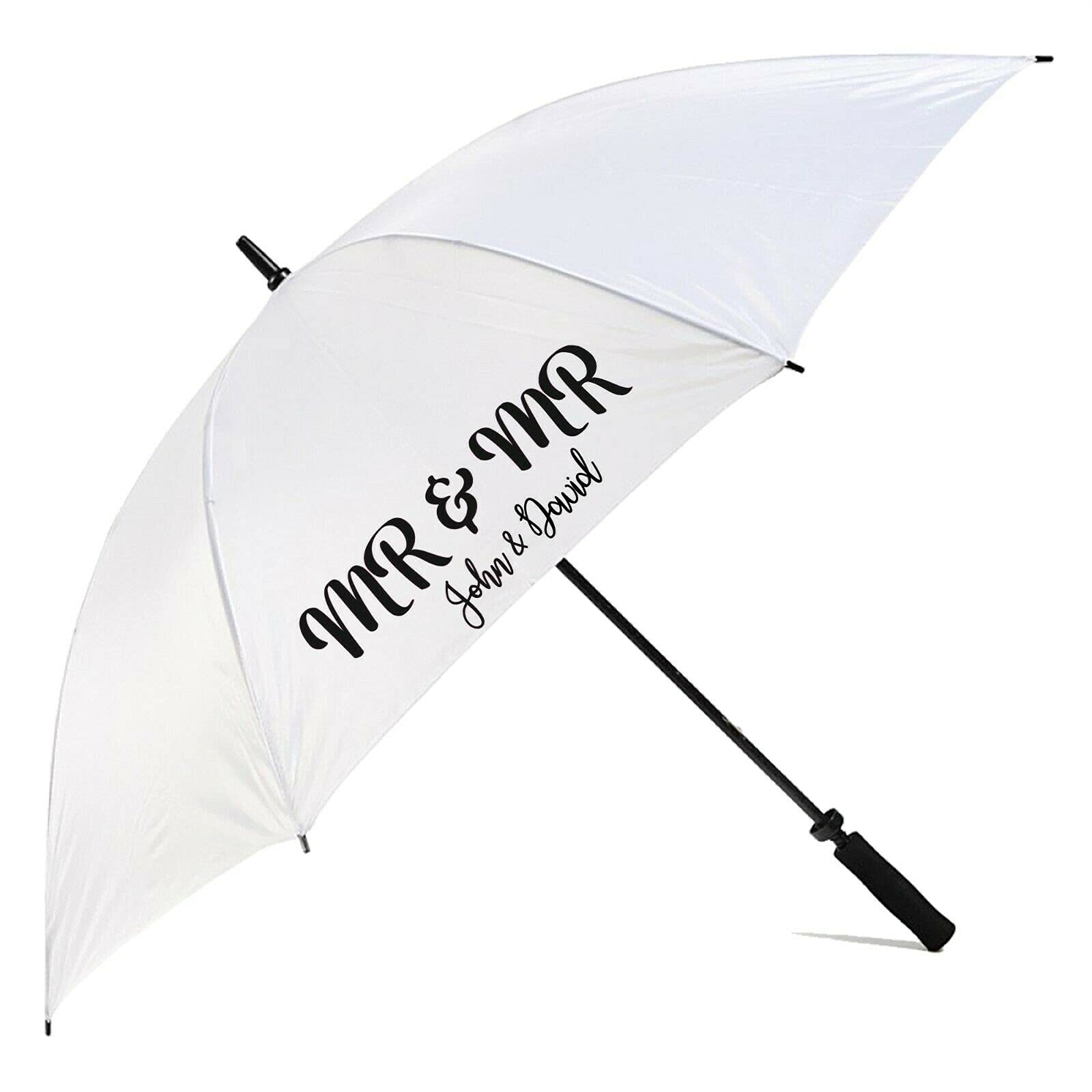 Cadogan Gifts Personalised Mr & Mr Design with Couples First Names or Surname White Wedding Umbrella Parasol
