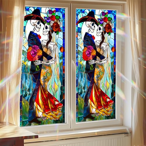 Vinilo decorativo de ventana HOMETITUTE Día de Muertos 17.7x39.3 pulg miniatura 7