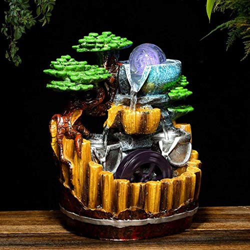 FMOGE Innenbrunnen Harz Steingarten Brunnen Dekoration Wohnzimmer Innenwasser Bonsai Luftbefeuchter Innenentspannung Desktop Brunnen - Image 6
