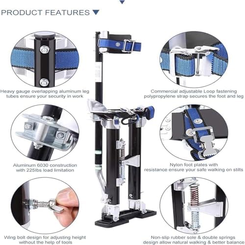 Aluminum Alloy Drywall Stilts 24''-40'' with Knee Pads - Lightweight Climbing Ladders for Home Renovation, Heightening & Mobile Work, Durable Construction