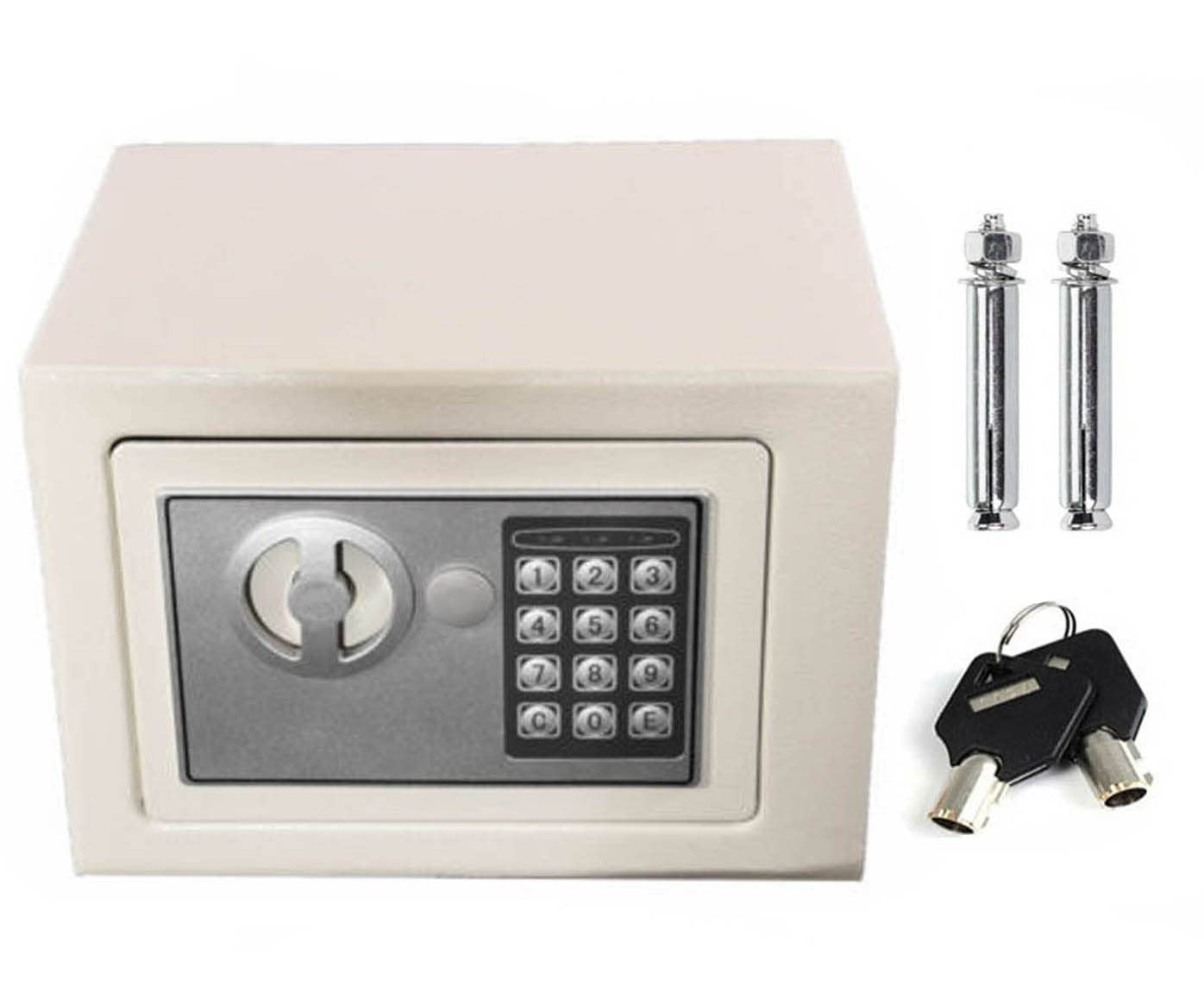 Office Use Security Box Cash Box Electronic Password Money Deposit Box Ideal for Money Jewelry File with Lock Key Waterproof Fireproof Safety Box for Office(4.6L,White)