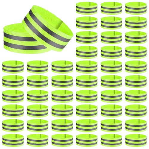 JOUTYFOR 48 Pieces Reflective Bands Reflector Bands for Wrist, Arm, Ankle, Leg, High Visibility Reflective Gear Safety Reflector Tape Straps for Night Walking, Cycling and Running