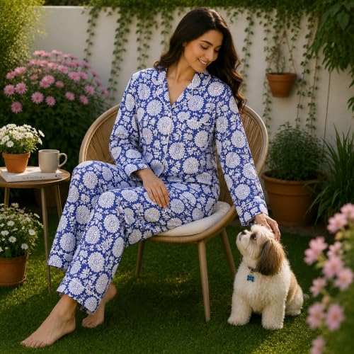 Image of Huar Cotton Pajamas Set for Women - Luxurious Cotton Womens Pajama Sets - Comfortable Christmas PJ Set, Breathable & Light Pj