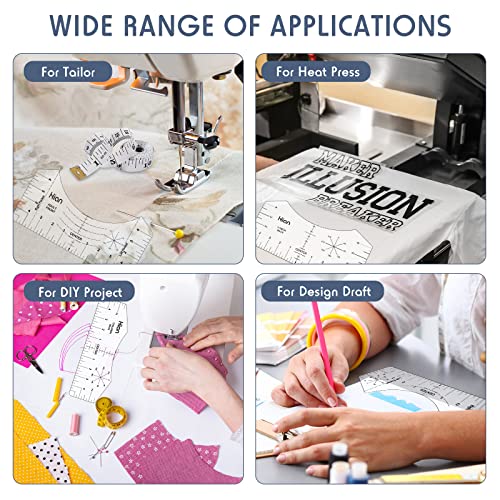 13Pcs Tshirt Ruler Guide For Vinyl Alignment T Shirt Ruler To Center Designs T-Shirt Alignment Tool For Vinyl Placement Tee Shirt Guide Ruler For Heat Press Tshirt Printing Guide Set - Transparent A1 #TOP3