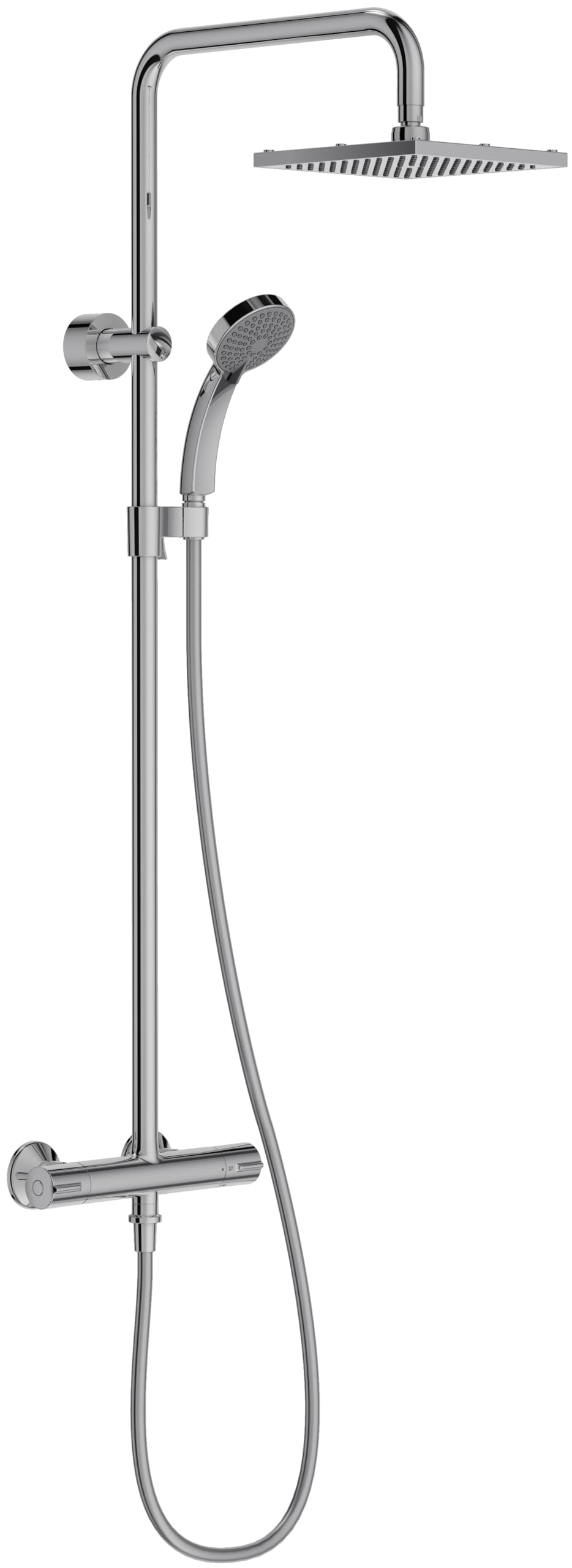 JACOB DELAFON Colonne de douche thermostatique carrée, économie d'eau, hauteur réglable, installation facile, sécurité maximale JULY E5523-SP-CP