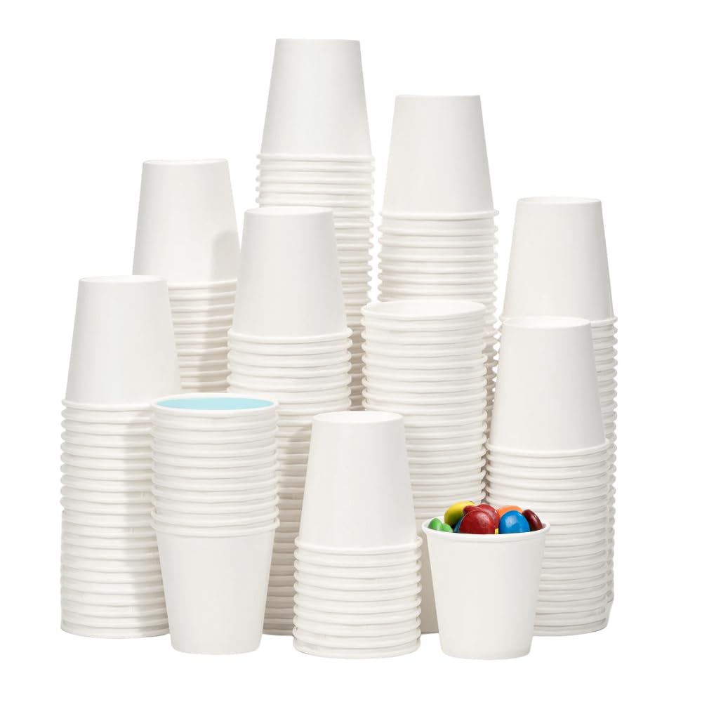 YEEHAW 3 oz 100 Pack Disposable Paper Coffee Bathroom Cups, Small White Mouthwash Cup for Bathroom