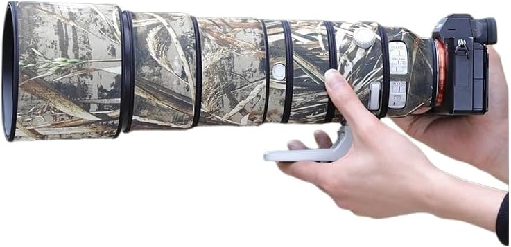 CHASING BIRDS Cubierta de lente impermeable para Sony FE 7.874-23.622 in F5.6-6.3 G OSS-Negro (Reed Camouflage)