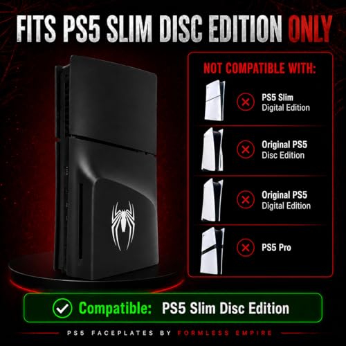 Image of Faceplate for PS5 Side Shell Plates PlayStation 5 Slim Disc Edition Console Spider Replacement Accessory Case Cover Black Plate Anti-Scratch Dust Cover Skin Protector