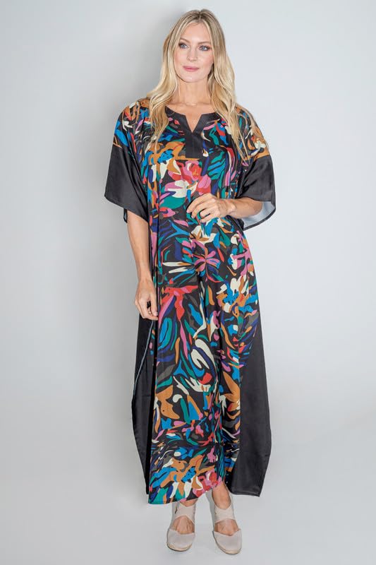 Image of Miss Lavish London Short Caftan Beach Dress, Plus Size African Kaftan, Womens Resort Wear