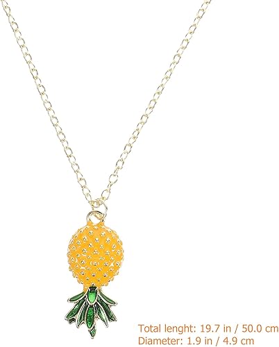 Vista 9 de Dibujos animados piña colgante collar pendientes joyas moda colgante collar joyería conjunto hoja verde piña pendientes para mujer pendientes día