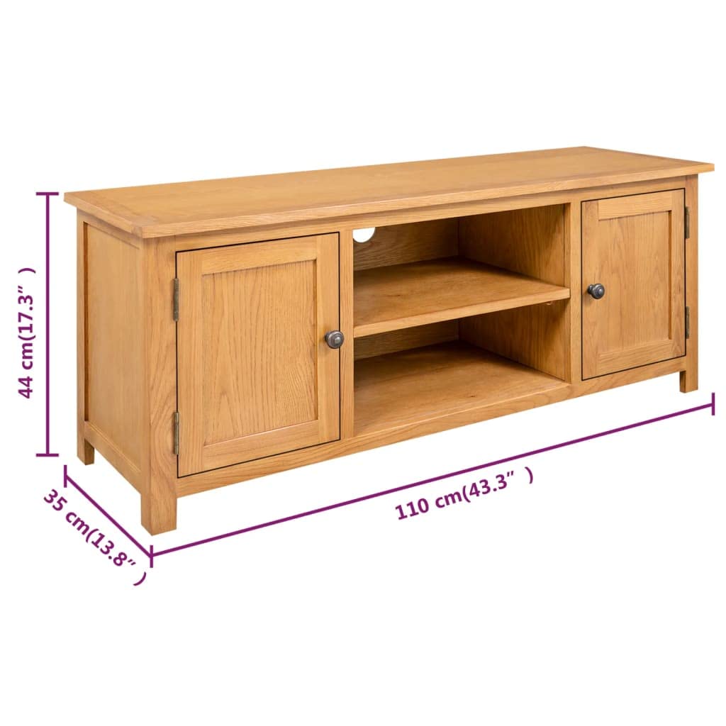 Meuble TV 110 x 35 x 44 cm en chêne massif