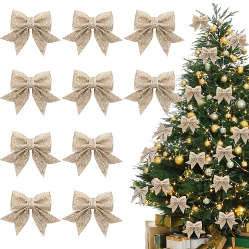 Weihnachtsschleifen für Draußen 13 Schleifen, ACTOYS 10 Stück Glitzer Weihnachtsbaum Schleifen,...