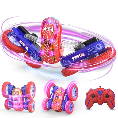 Mieryd Voiture Télécommandée Enfant, Spider Monter Truck RC Car Cascade Radiocommandee avec Spectacle de Lumière Jouet Garçon Fille 5 6 7 8 9 10 11 12 Ans...