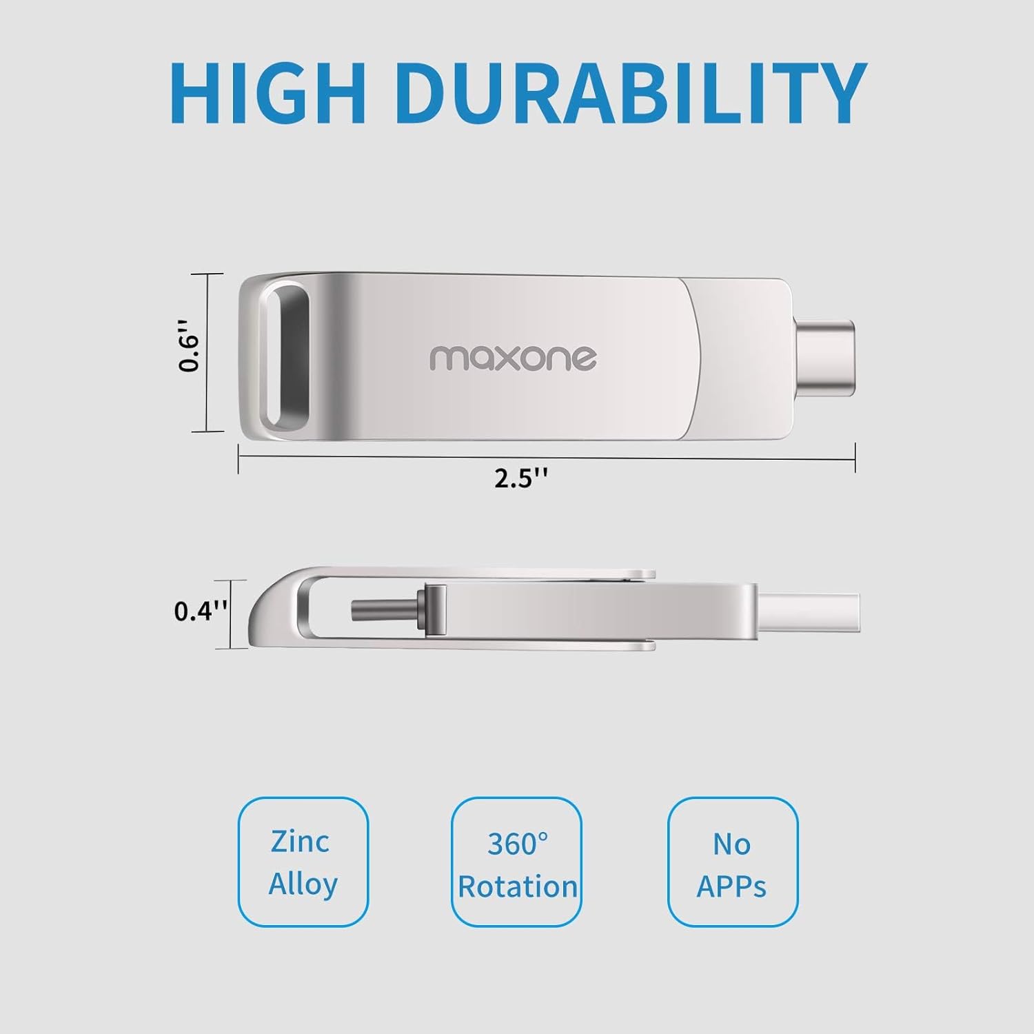 Maxone 64GB Flash Drive USB Type C Both 3.0 Tech - 2 in 1 Dual Drive Memory Stick High Speed OTG, Compatible with Android Smartphone Computer, MacBook, Chromebook Pixel