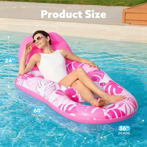 SLOOSH Inflatable Pool Floats Lounger Adult, Pool Float Lounge Raft Floaties Water Floating Recliner Chair with Cup Holders Foot Rest Swimming Floaty - Image 6