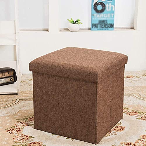 Pouf cube pliable en lin gris pour ranger et optimiser le salon déco