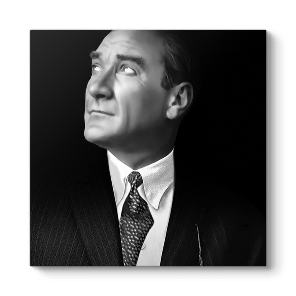 tabloshop Siyah Beyaz Atatürk Portresi Kanvas Tablo 30 x 30