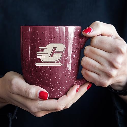 Image of Rico Industries NCAA Central Michigan Chippewas Maroon Personalized 16 oz Team Color Laser Engraved Speckled Ceramic Coffee Mug