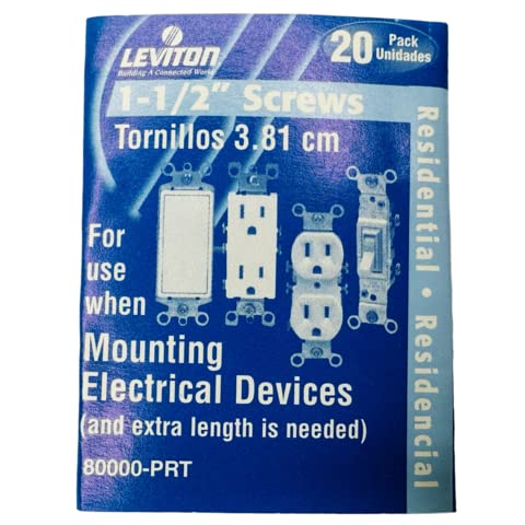 20 Leviton Extra Long 1-1/2" 6-32 Thread Flat Head Device Mounting Screws 80000-PRT