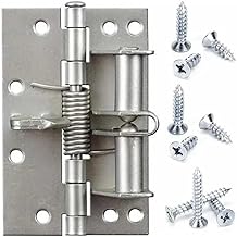 PUJI 4 Inches Automatic Door Hinge, Heavy Duty Self-Closing Wooden Door Closer, Hardware Spring Hinge, Automatic Self Closing Door Hinges with Positioning 90 Degrees