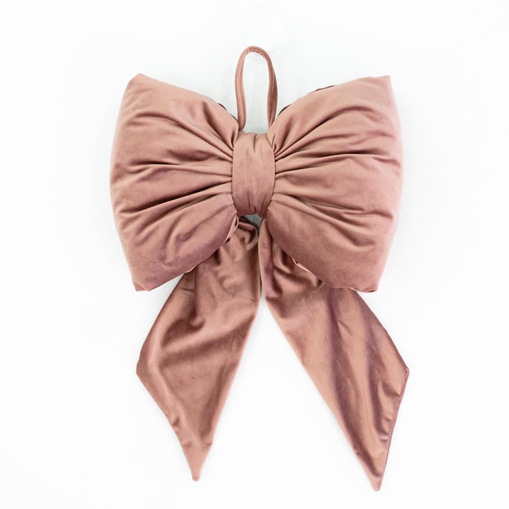 Declea Fiocco Fuoriporta Natalizio in Velluto da Appendere Arredo Parete, Porta o Puntale Albero - Fiocco Natalizio Decorazione di Natale, 40x30 cm