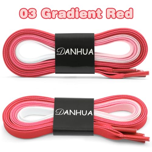 Image of Flat Colorful Shoelaces Gradient Rainbow Shoe Lace Shoestring 2 Pair
