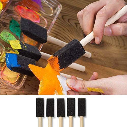 Katzco 10 Pack - Poly Foam Brushes With Wooden Handles - For Any Professional Paint Job, Oil Stain, Watercolor, Art And Craft Project; Use For Professional And Amateur Projects #TOP3