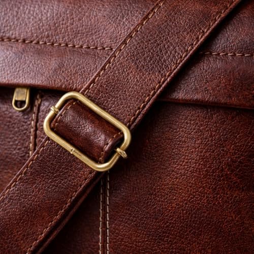 Image of Men's Leather Sling Bag Crossbody Messenger Shoulder Bag | Stylish Office Travel Side Bag with Multiple Compartments, Adjustable Strap & Secure Pockets for Daily Use