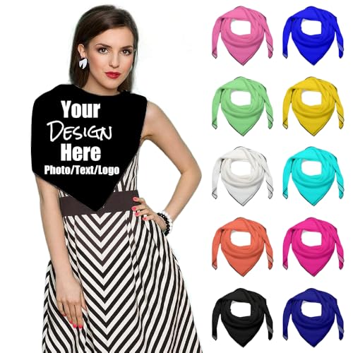 Custom Square Silk-Scarf for Women Design Your Own Scarves Personalized Photo Text Neckerchief Bandana Hair Scarf