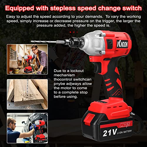 XiaoXIN Haushalt 2in1 21V Bohrmaschine Elektrischer Schraubenschlüssel Set Drehwege Einstellung Hohes Drehmoment… – Bild 6