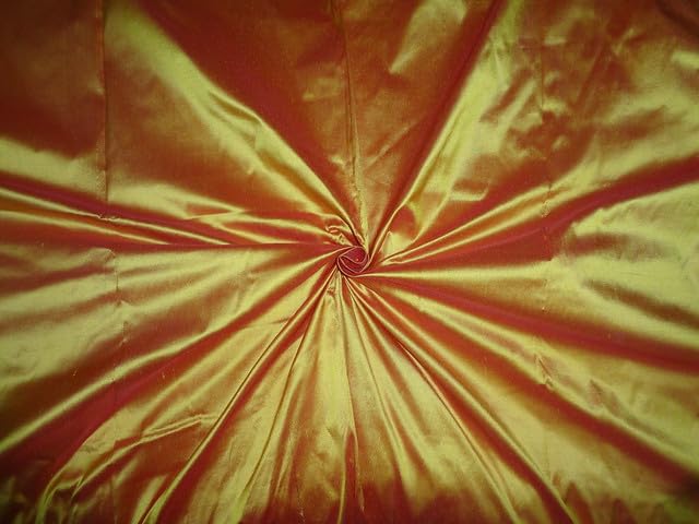 Soie Dupioni jaune x rouge DUP177 pour confectionner vos robes de soirée sur mesure