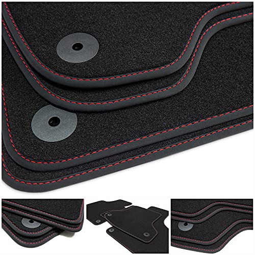 tuning-art 68s Exclusive Alfombrillas para Audi A3 8P 8PA 2003-2012, Costura:Rojo