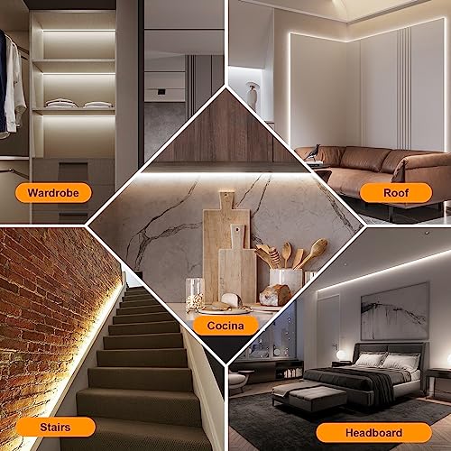 Image of 6.56ft Waterproof LED Light Strips 110 Volt Cuttable Tape Lights | 120 LEDs /M Cold White 6000K Flexible LED Rope Lights IP67 Adhesive Strip Lights for Kitchen Cabinets Closet DIY Lighting