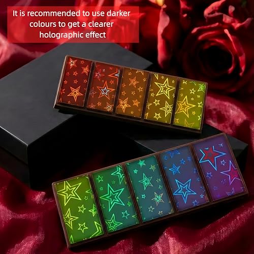 image for Ziliny Star Holographic Chocolate Bar Mold Silicone, Rainbow Light Eff