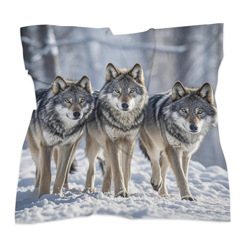 Pack of Wolves Silk Scarf Fashion Satin Head Scarf Lightweight Head Scarves for Neck Silk Scarves for Women Men Boho Hair Wrap Sleeping Kerchief Bandanas Pocket Square 18" X 18"3