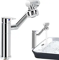 Torneira Banheiro, Aço Inoxidável Torneira Monocomando Banheiro Luxo 360 Rotativa Prata, Monocomando Luxo com Alta Rotação Bica Alta