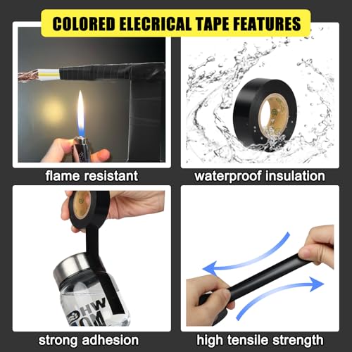 Image of GEYYANG Green Electrical Tape, Professional Grade UL Approved, 4 Pack Multipurpose Electrical Tape for Home Improvement Electrical Equipment, 0.7in X 33ft PVC Electric Insulating Tape