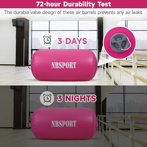 Image of Air Barrel - Air Roller Gymnastics Barrel for Back Handspring Trainer, Air Tumble Mat with Pump for Gym Training /Yoga Balance Exercise /Cheerleading /Home and Outdoor Use