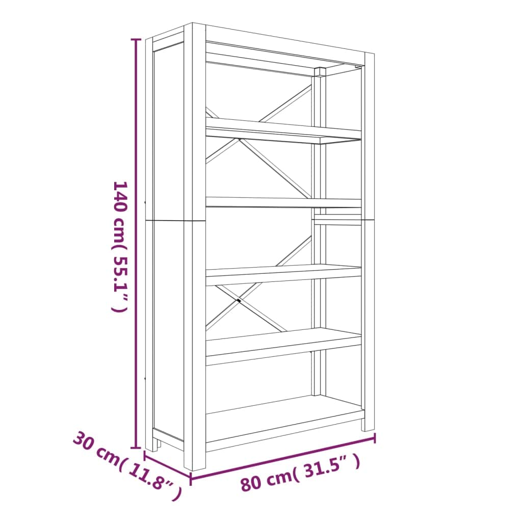 SYDE Scaffale a 5 livelli in legno di acacia, 80 x 30 x 140 cm