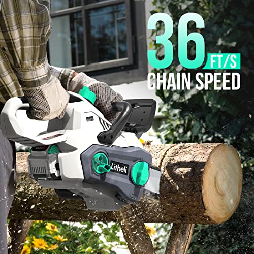 Litheli Cordless Battery Chainsaw 14",40V Battery Powered Chainsaw With Brushless Motor, 2.5Ah Battery And Charger #TOP3