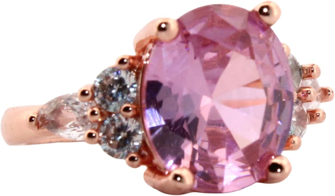 Oval Kunzite & Topaz Rose Gold Ring