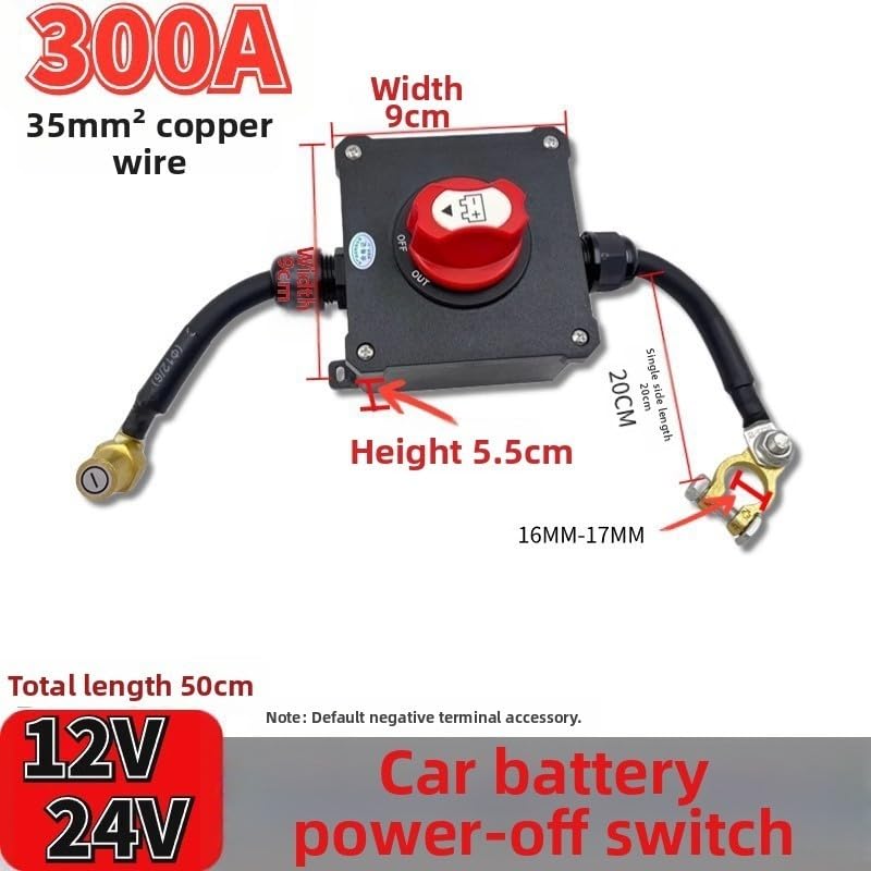 Interruttore di disconnessione batteria CC 12 V-32 V, 100 A-300 A, isolatore di potenza spento, per auto, camper, barca, camion, con interruttore di uccisione rotante impermeabile IP67 (200 A